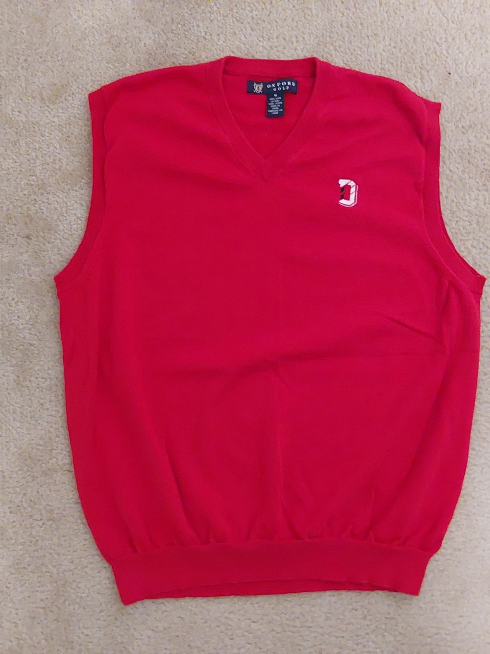 Oxford Bright Red V-Neck Sweater Vest